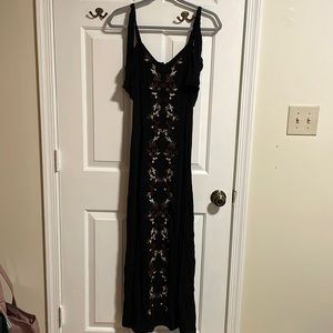 Beautiful black maxi dress with embroidered flowers